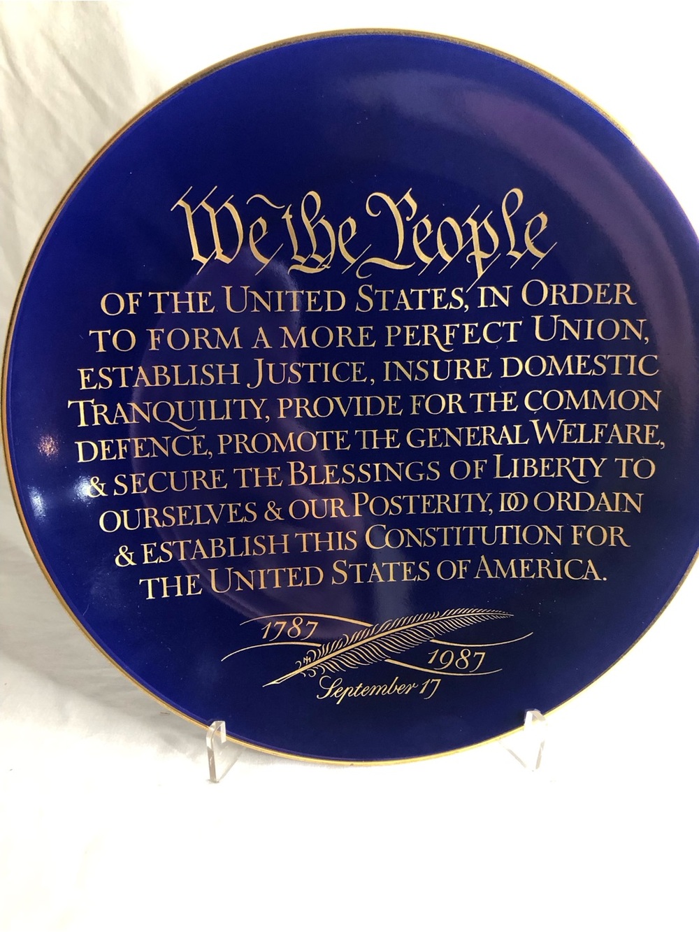 80s Vintage Commemorative "We the People" USA Decorative Plate 4th of July